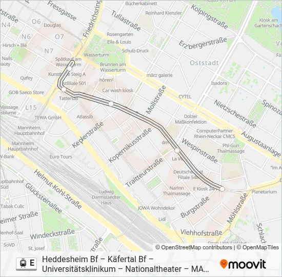 E Light Rail Line Map