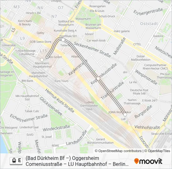 Straßenbahnlinie E Karte
