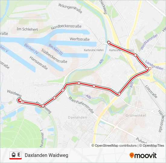 Straßenbahnlinie E Karte