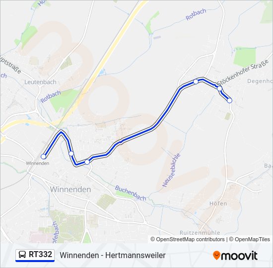 Автобус RT332: карта маршрута