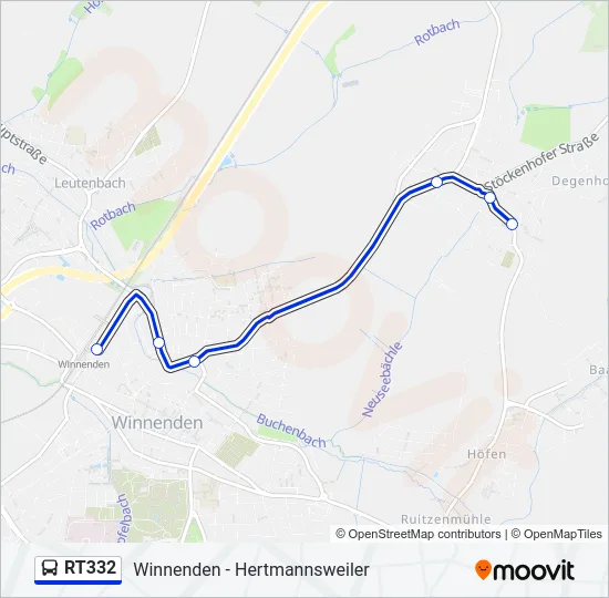 RT332 Bus Line Map