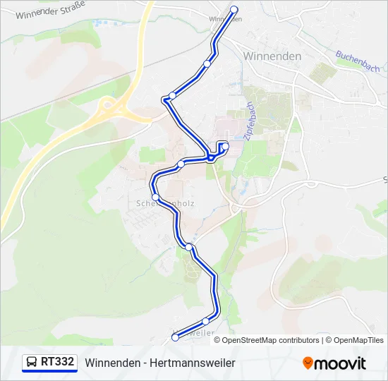 RT332 Bus Line Map