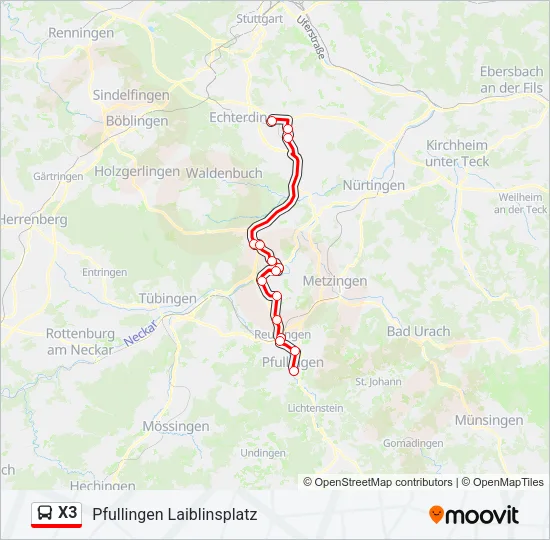 X3 Bus Line Map