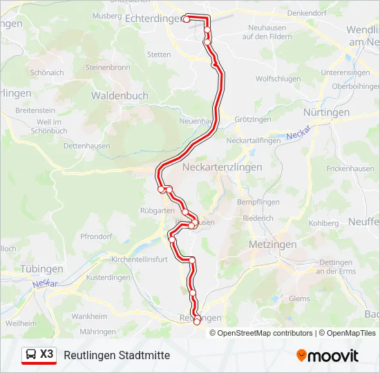 X3 Bus Line Map