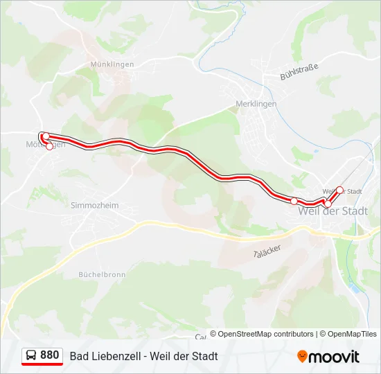 880 Bus Line Map