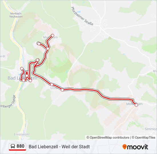 880 bus Line Map