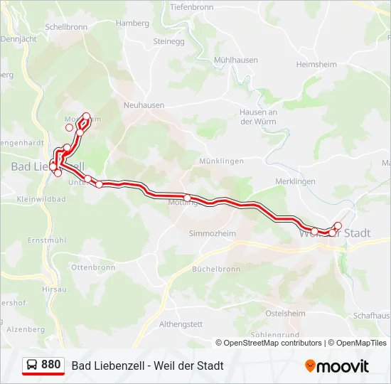 880 Bus Line Map