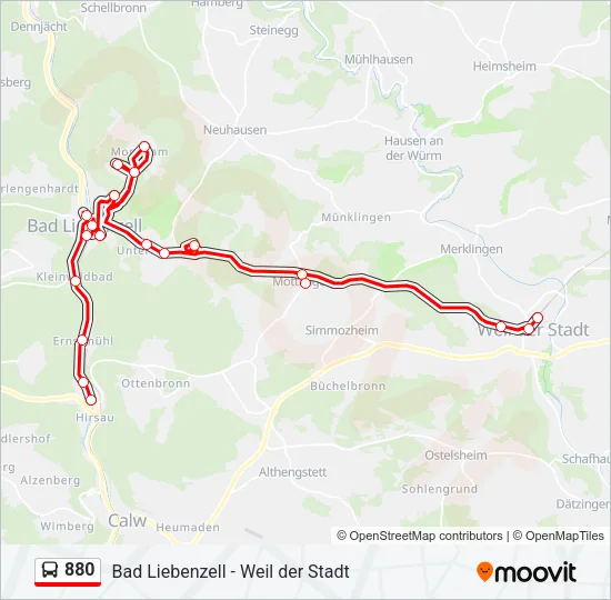 880 Bus Line Map