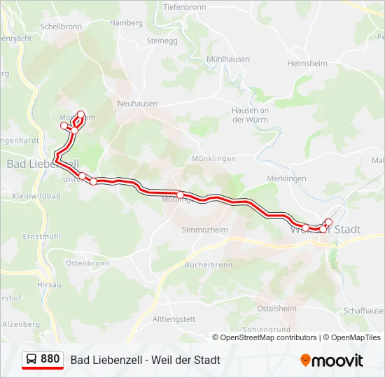 880 Bus Line Map