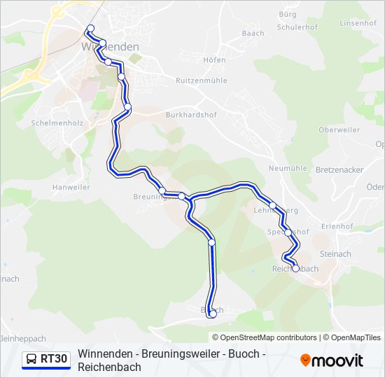 RT30 bus Line Map