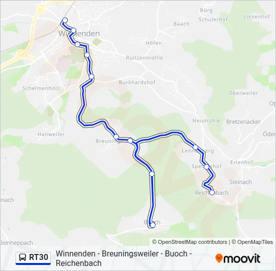 RT30 Bus Line Map