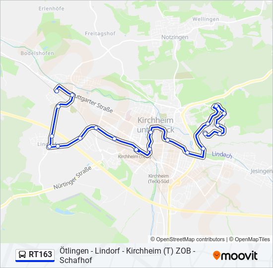 RT163 bus Line Map