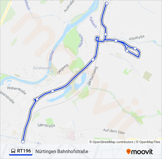 RT196 bus Line Map