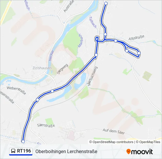RT196 Bus Line Map