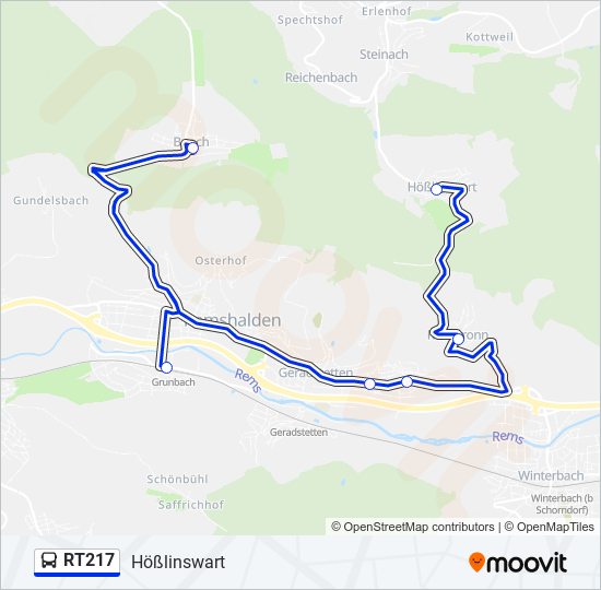 RT217 bus Line Map