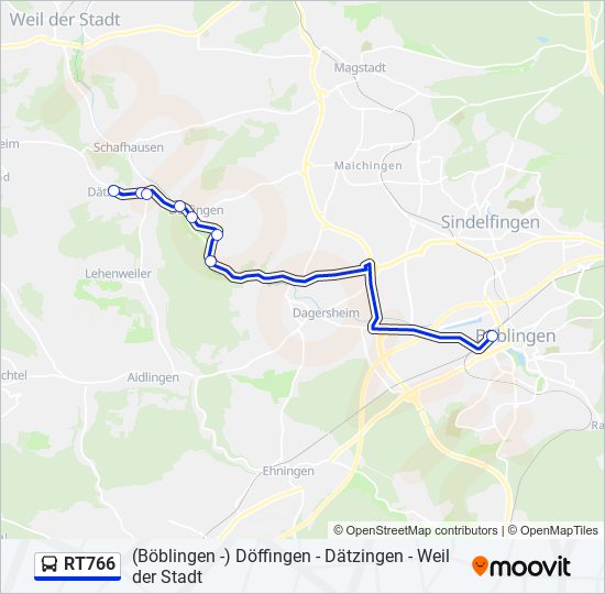 RT766 bus Line Map