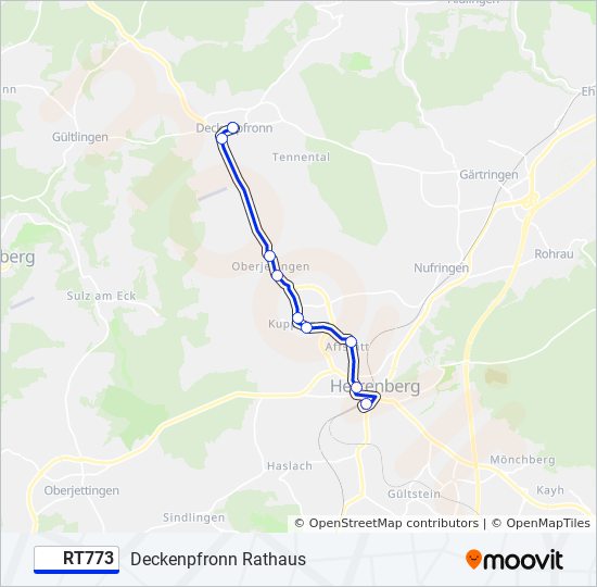 Автобус RT773: карта маршрута