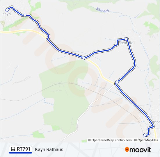 Автобус RT791: карта маршрута