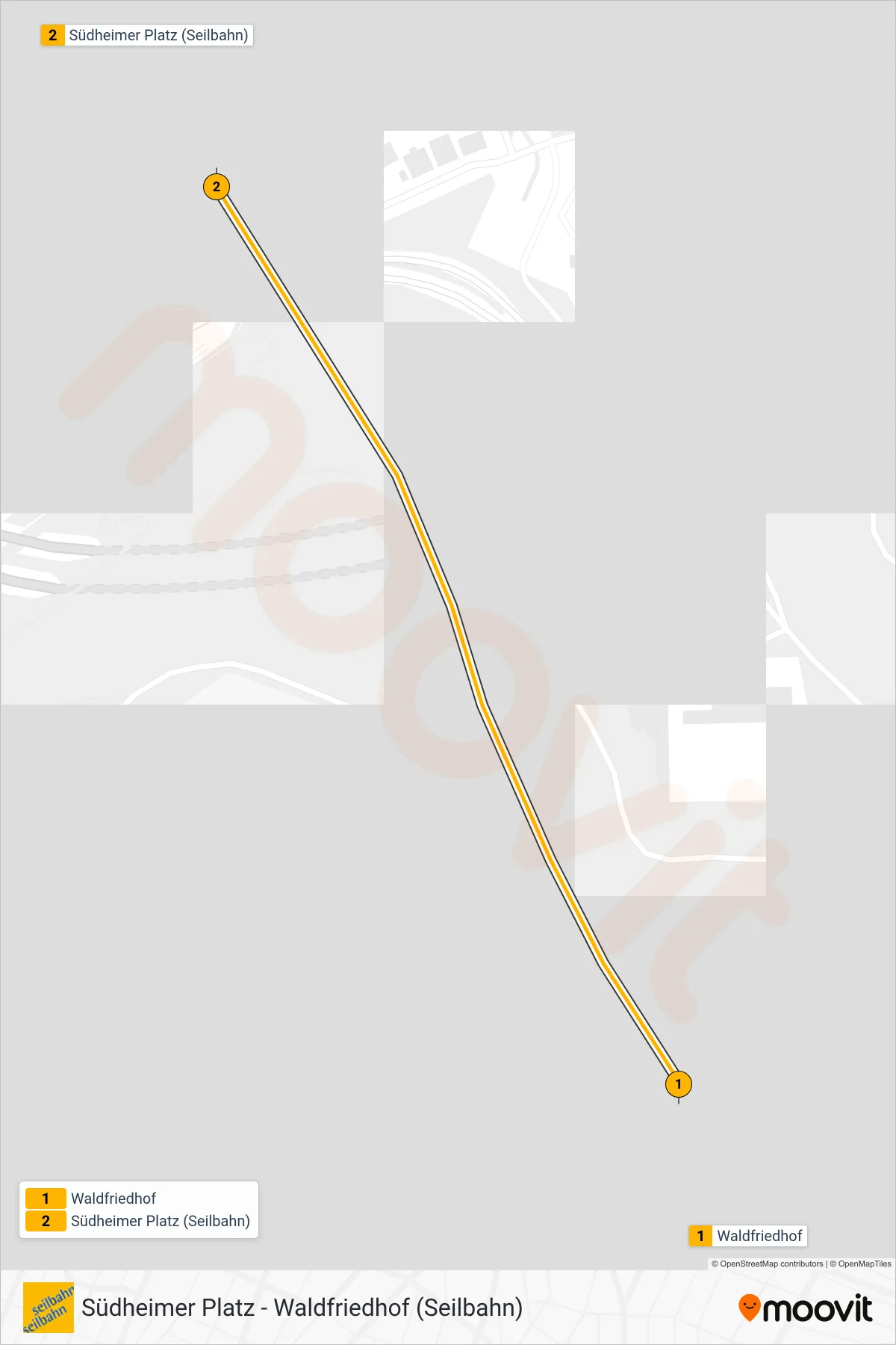 Linie 20 (Seilbahn) Richtung Südheimer Platz (Seilbahn): Route und Haltestellen auf der Karte