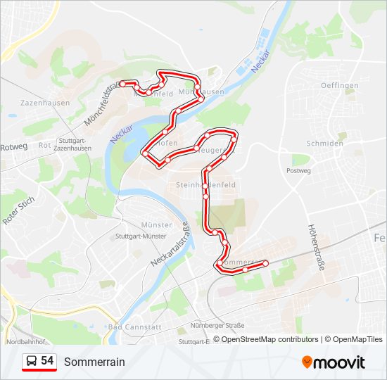 54 bus Line Map