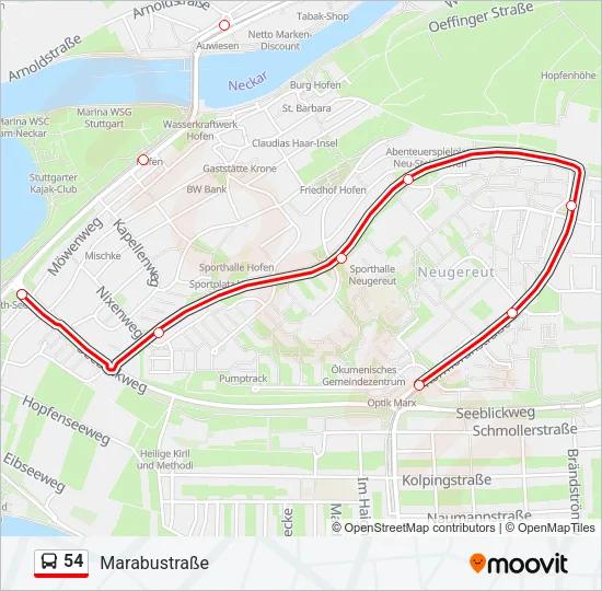 54 Bus Line Map