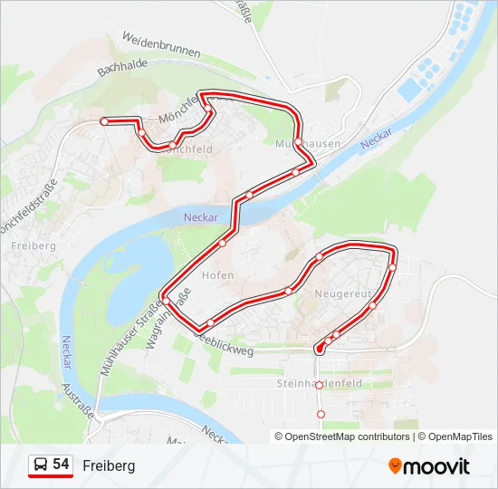 54 Bus Line Map