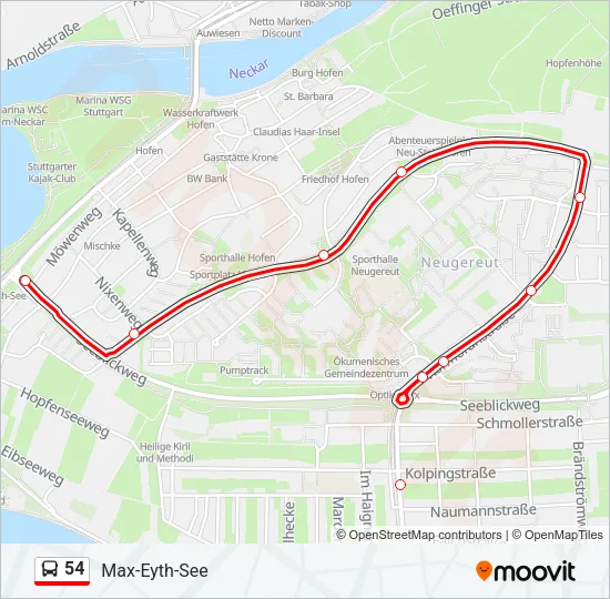 54 Bus Line Map