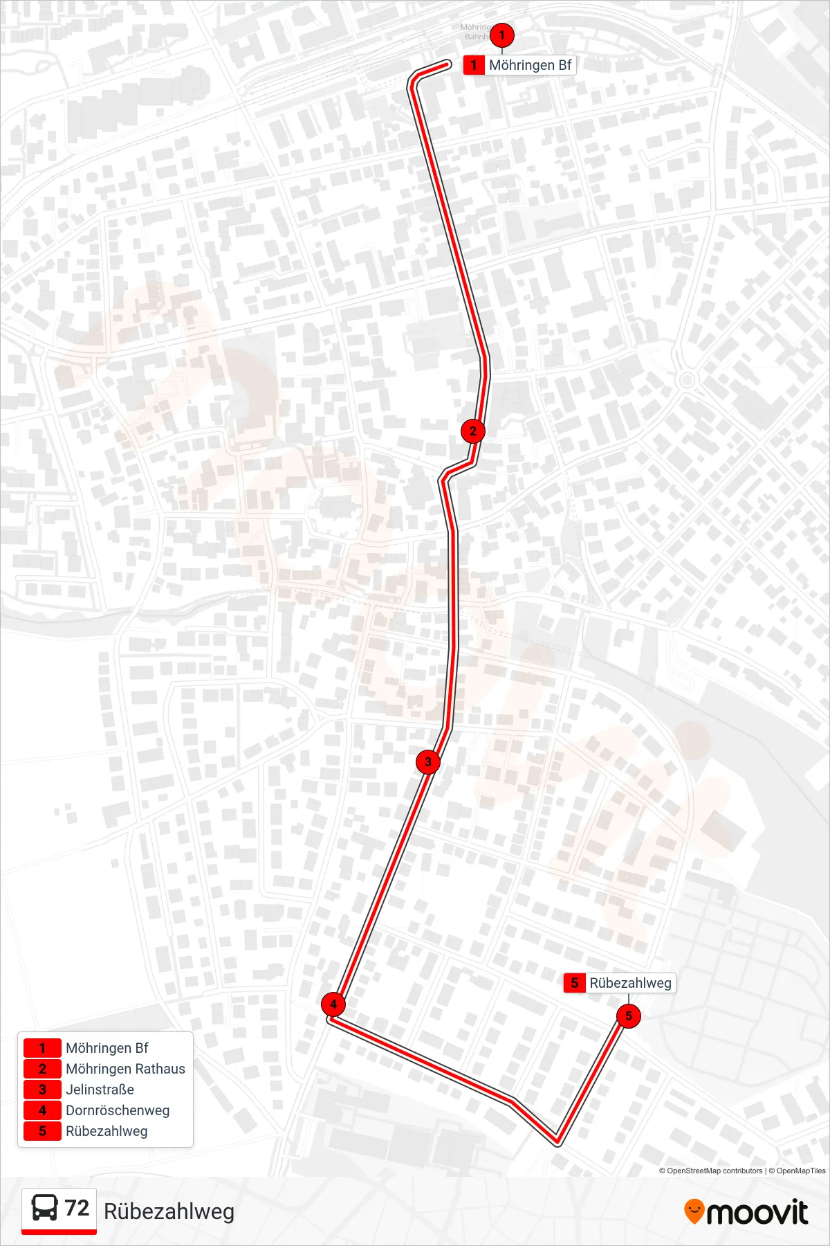 Linie 72 (Bus) Richtung Rübezahlweg: Route und Haltestellen auf der Karte