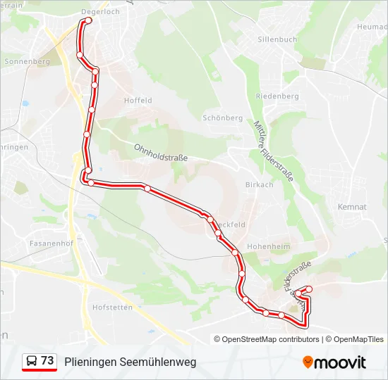 73 Bus Line Map