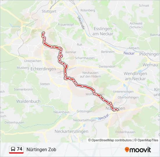 74 Bus Line Map