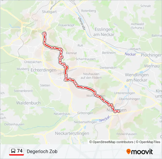 74 Bus Line Map