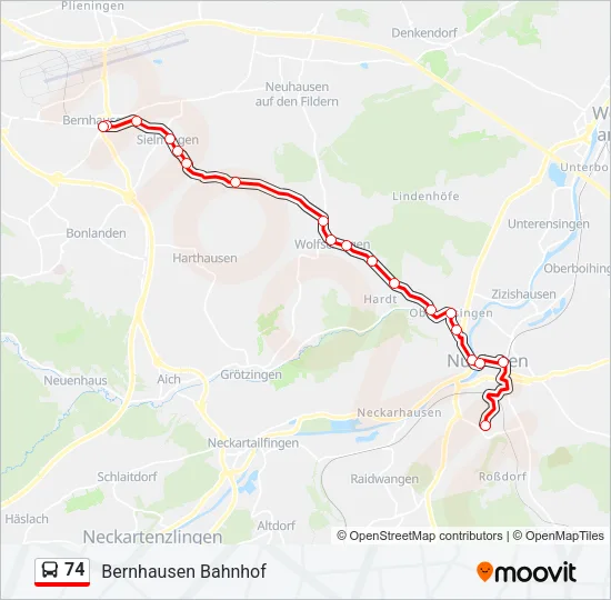 74 Bus Line Map