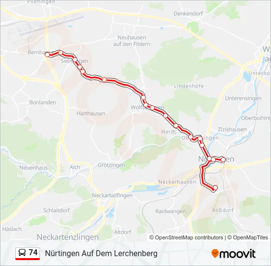 74 Bus Line Map