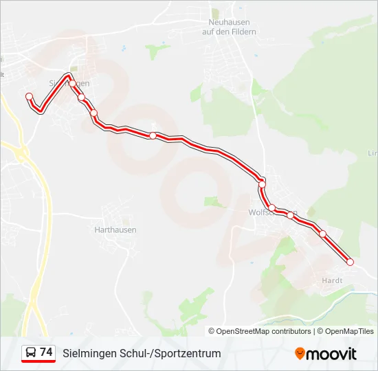 74 Bus Line Map