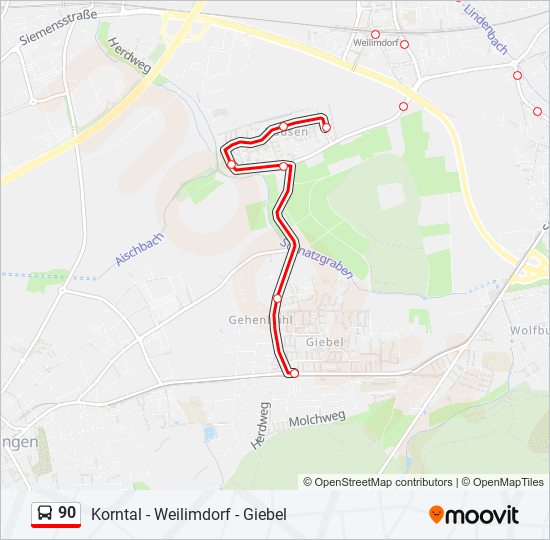 90 bus Line Map