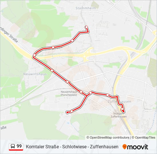 Маршрут 99: Расписание, Карты И Остановки - Korntaler Straße.