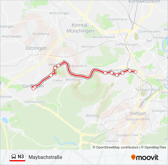 N3 Bus Line Map