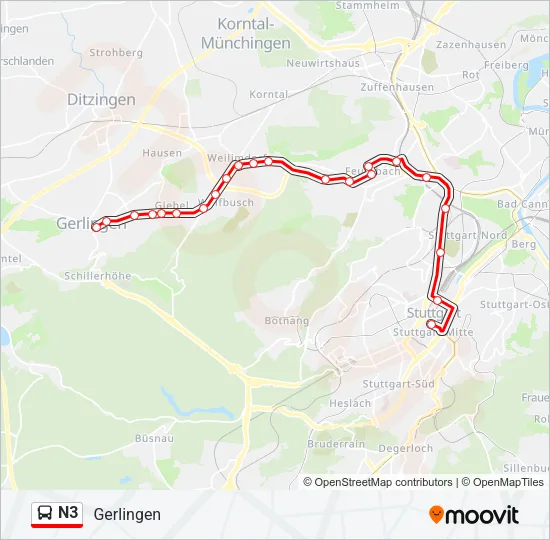 N3 Bus Line Map