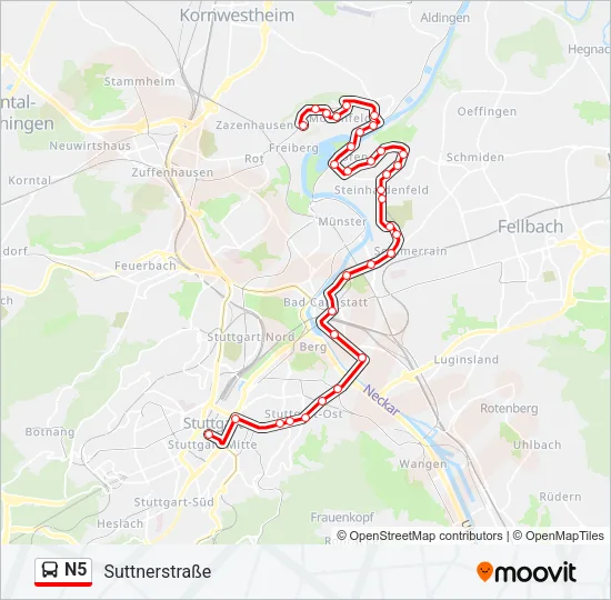 N5 Bus Line Map