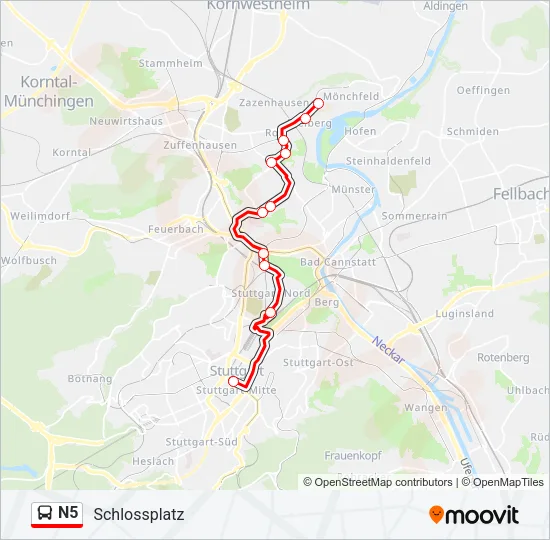 N5 Bus Line Map