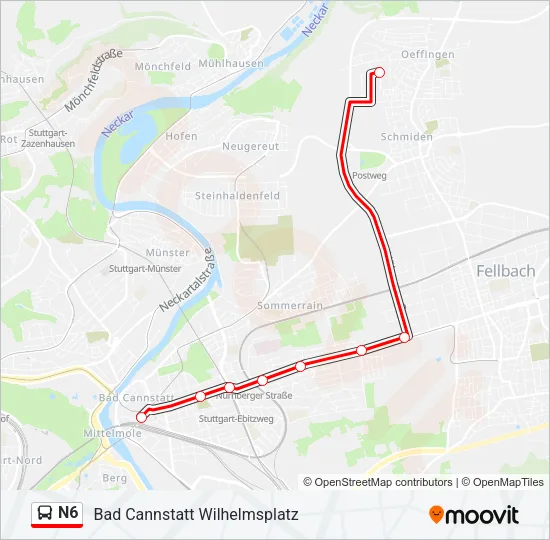 N6 Bus Line Map