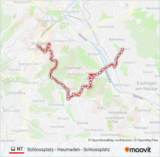 N7 Bus Line Map