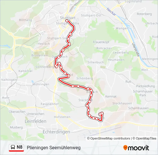 N8 Bus Line Map