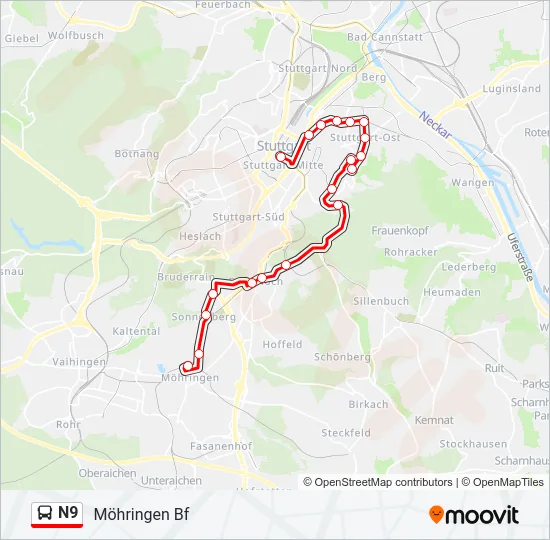 N9 Bus Line Map