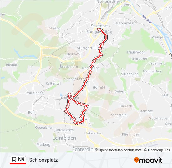 N9 Bus Line Map