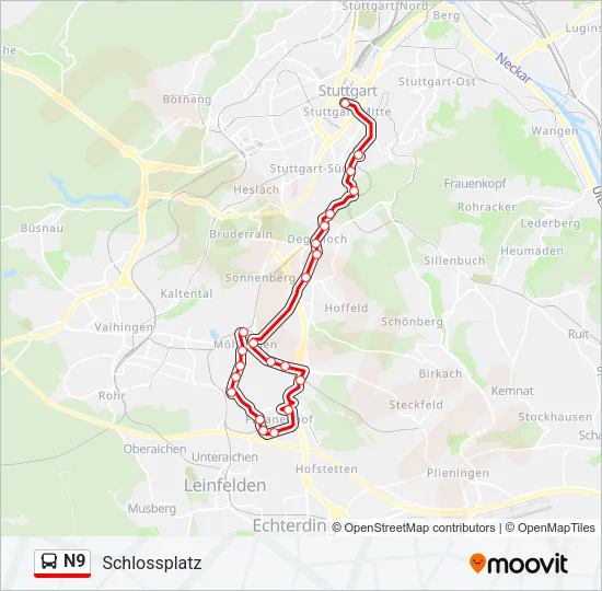 N9 Bus Line Map
