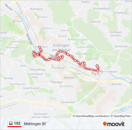 102 bus Line Map