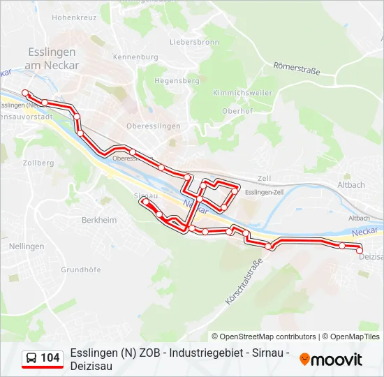 104 Bus Line Map