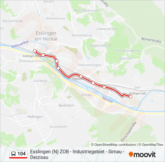 104 Bus Line Map