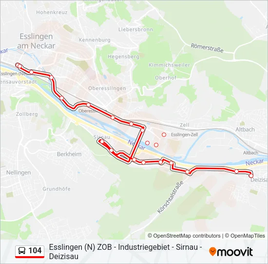 104 Bus Line Map